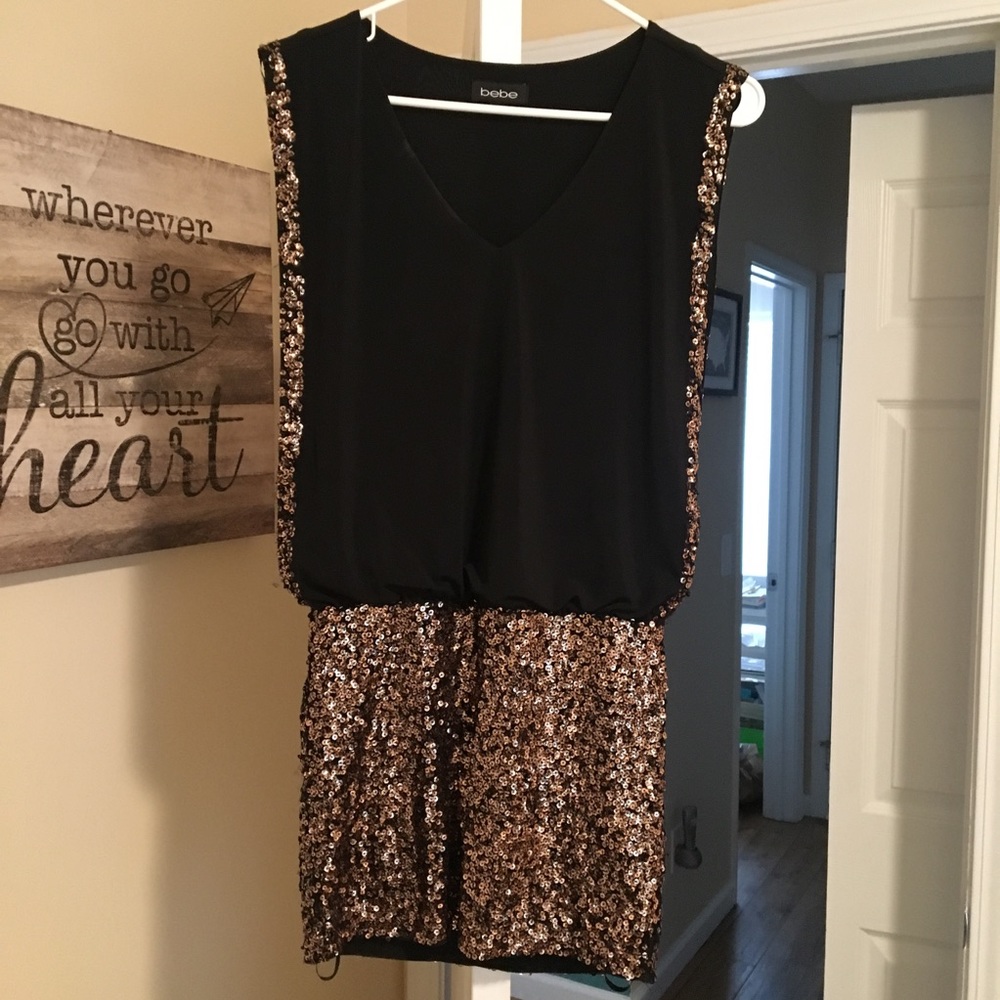 Bebe Black Sequin Dress - XXS